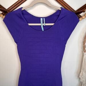 Guess by Marciano Cap Sleeve Purple Bandage Dress
